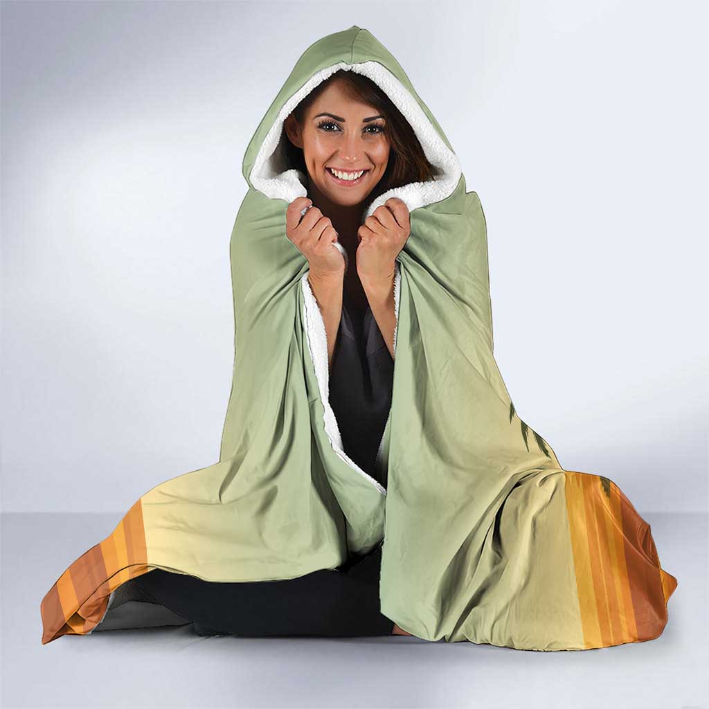 Mauritania Hooded Blanket with Sidi the Sahara Camel Cartoon and Desert Caravan Design