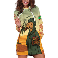 Mauritania Hoodie Dress with Sidi the Sahara Camel Cartoon and Desert Caravan Design