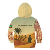 Mauritania Kid Hoodie with Sidi the Sahara Camel Cartoon and Desert Caravan Design
