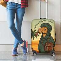 Mauritania Luggage Cover with Sidi the Sahara Camel Cartoon and Desert Caravan Design