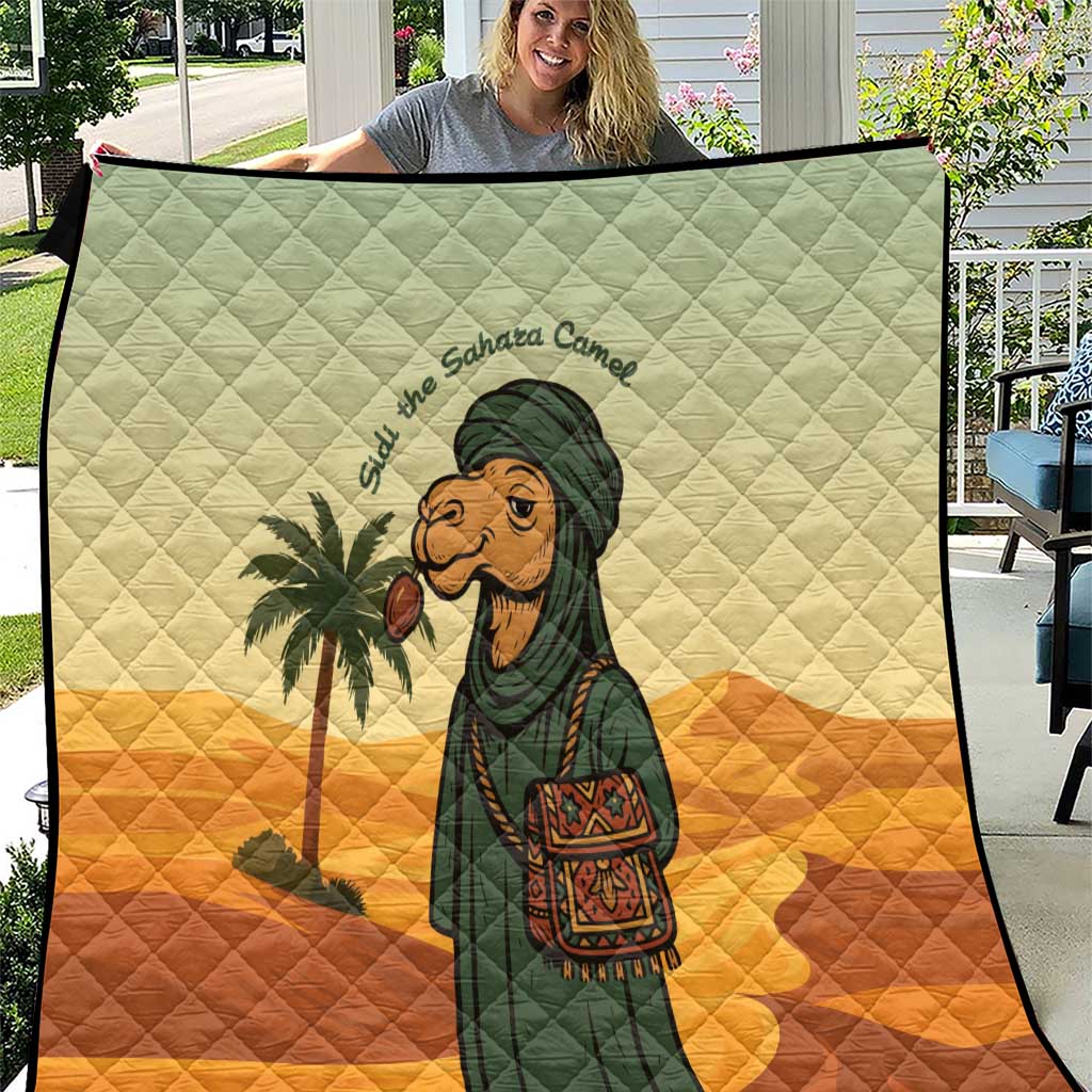 Mauritania Quilt with Sidi the Sahara Camel Cartoon and Desert Caravan Design