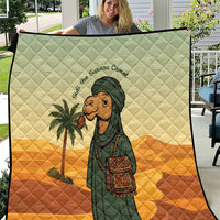 Mauritania Quilt with Sidi the Sahara Camel Cartoon and Desert Caravan Design