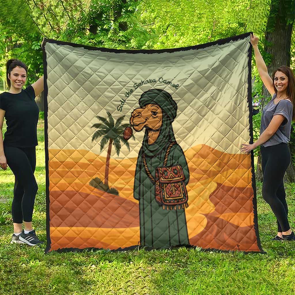 Mauritania Quilt with Sidi the Sahara Camel Cartoon and Desert Caravan Design
