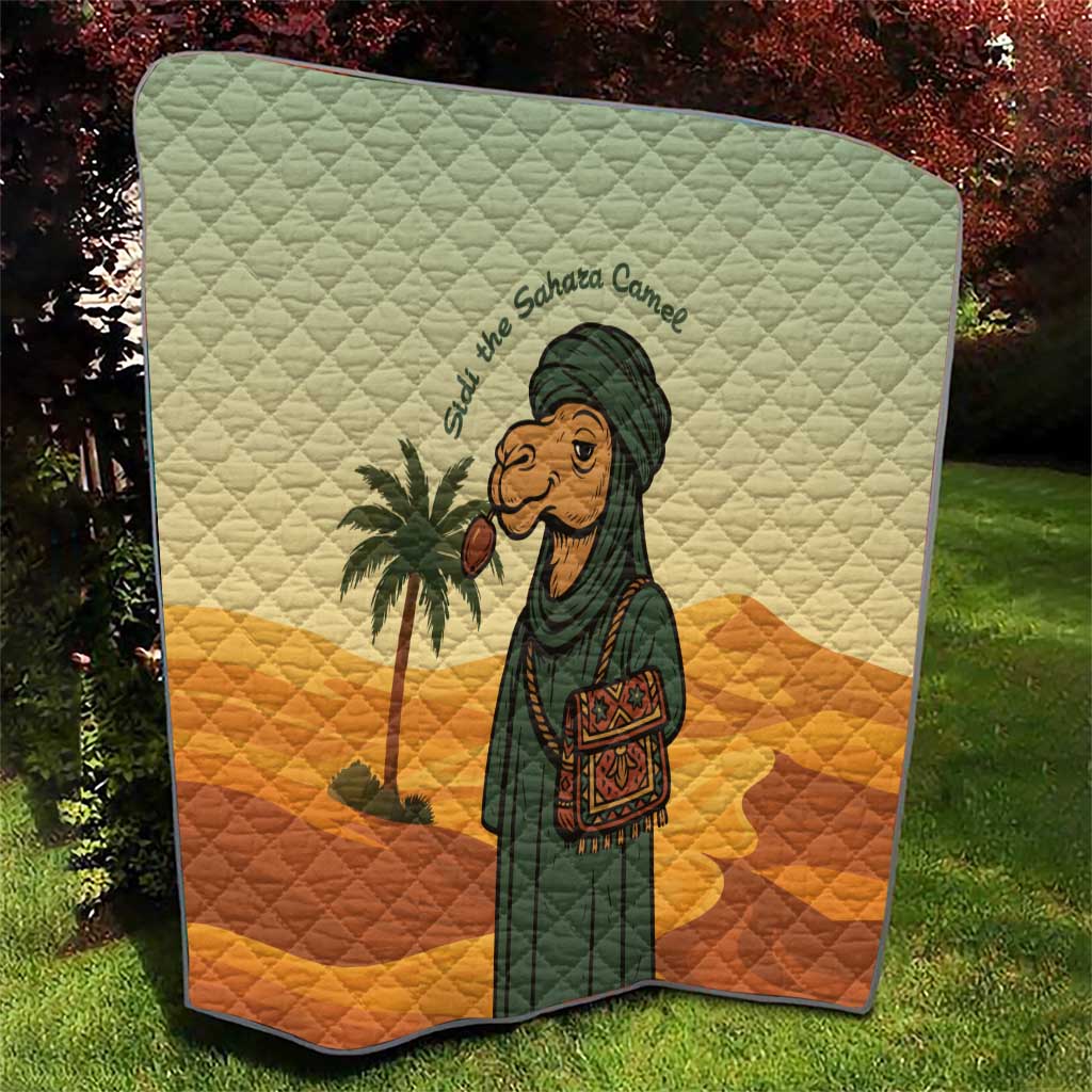Mauritania Quilt with Sidi the Sahara Camel Cartoon and Desert Caravan Design