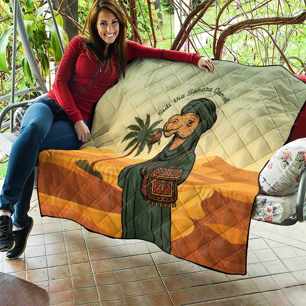 Mauritania Quilt with Sidi the Sahara Camel Cartoon and Desert Caravan Design