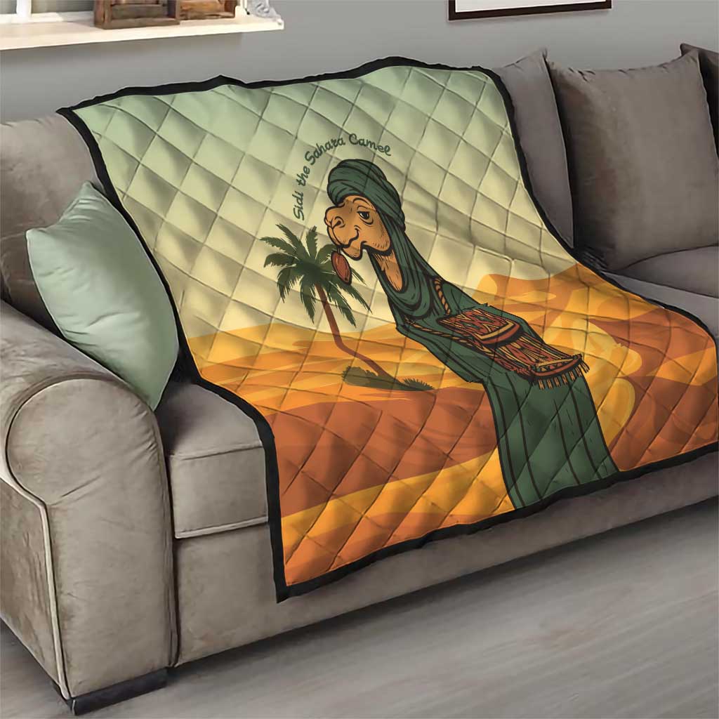 Mauritania Quilt with Sidi the Sahara Camel Cartoon and Desert Caravan Design