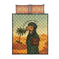 Mauritania Quilt Bed Set with Sidi the Sahara Camel Cartoon and Desert Caravan Design