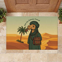Mauritania Rubber Doormat with Sidi the Sahara Camel Cartoon and Desert Caravan Design