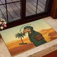 Mauritania Rubber Doormat with Sidi the Sahara Camel Cartoon and Desert Caravan Design
