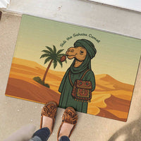Mauritania Rubber Doormat with Sidi the Sahara Camel Cartoon and Desert Caravan Design