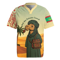 Mauritania Rugby Jersey with Sidi the Sahara Camel Cartoon and Desert Caravan Design
