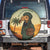Mauritania Spare Tire Cover with Sidi the Sahara Camel Cartoon and Desert Caravan Design