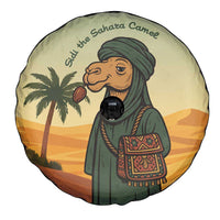 Mauritania Spare Tire Cover with Sidi the Sahara Camel Cartoon and Desert Caravan Design