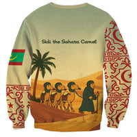 Mauritania Sweatshirt with Sidi the Sahara Camel Cartoon and Desert Caravan Design