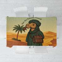 Mauritania Tablecloth with Sidi the Sahara Camel Cartoon and Desert Caravan Design