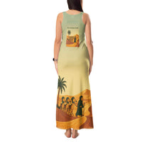 Mauritania Tank Maxi Dress with Sidi the Sahara Camel Cartoon and Desert Caravan Design