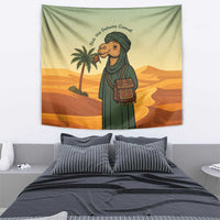 Mauritania Tapestry with Sidi the Sahara Camel Cartoon and Desert Caravan Design