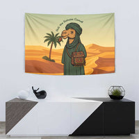 Mauritania Tapestry with Sidi the Sahara Camel Cartoon and Desert Caravan Design
