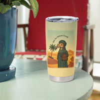 Mauritania Tumbler Cup with Sidi the Sahara Camel Cartoon and Desert Caravan Design