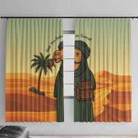 Mauritania Window Curtain with Sidi the Sahara Camel Cartoon and Desert Caravan Design