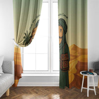 Mauritania Window Curtain with Sidi the Sahara Camel Cartoon and Desert Caravan Design
