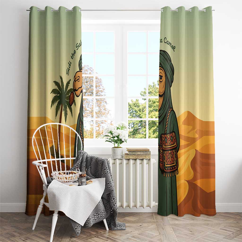Mauritania Window Curtain with Sidi the Sahara Camel Cartoon and Desert Caravan Design