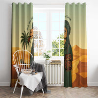 Mauritania Window Curtain with Sidi the Sahara Camel Cartoon and Desert Caravan Design