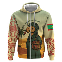 Mauritania Zip Hoodie with Sidi the Sahara Camel Cartoon and Desert Caravan Design