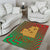 Mauritania Area Rug with Desert Camel Crescent Moon and Palm Tree Graphic in Red Green Gold Pattern