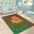 Mauritania Area Rug with Desert Camel Crescent Moon and Palm Tree Graphic in Red Green Gold Pattern