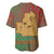 Mauritania Baseball Jersey with Desert Camel Crescent Moon and Palm Tree Graphic in Red Green Gold Pattern