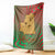 Mauritania Blanket with Desert Camel Crescent Moon and Palm Tree Graphic in Red Green Gold Pattern