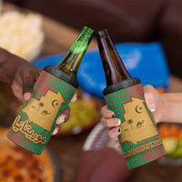 Mauritania 4 in 1 Can Cooler Tumbler with Desert Camel Crescent Moon and Palm Tree Graphic in Red Green Gold Pattern