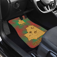Mauritania Car Mats with Desert Camel Crescent Moon and Palm Tree Graphic in Red Green Gold Pattern
