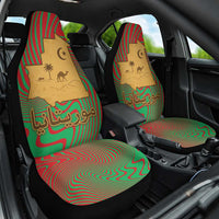 Mauritania Car Seat Cover with Desert Camel Crescent Moon and Palm Tree Graphic in Red Green Gold Pattern