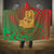 Mauritania Hooded Blanket with Desert Camel Crescent Moon and Palm Tree Graphic in Red Green Gold Pattern
