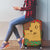 Mauritania Luggage Cover with Desert Camel Crescent Moon and Palm Tree Graphic in Red Green Gold Pattern