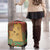 Mauritania Luggage Cover with Desert Camel Crescent Moon and Palm Tree Graphic in Red Green Gold Pattern