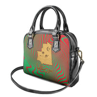 Mauritania Shoulder Handbag with Desert Camel Crescent Moon and Palm Tree Graphic in Red Green Gold Pattern