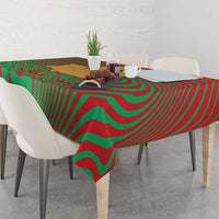 Mauritania Tablecloth with Desert Camel Crescent Moon and Palm Tree Graphic in Red Green Gold Pattern
