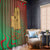 Mauritania Window Curtain with Desert Camel Crescent Moon and Palm Tree Graphic in Red Green Gold Pattern