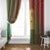 Mauritania Window Curtain with Desert Camel Crescent Moon and Palm Tree Graphic in Red Green Gold Pattern