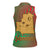 Mauritania Women Sleeveless Polo Shirt with Desert Camel Crescent Moon and Palm Tree Graphic in Red Green Gold Pattern
