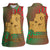 Mauritania Women Sleeveless Polo Shirt with Desert Camel Crescent Moon and Palm Tree Graphic in Red Green Gold Pattern
