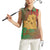 Mauritania Women Sleeveless Polo Shirt with Desert Camel Crescent Moon and Palm Tree Graphic in Red Green Gold Pattern