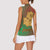 Mauritania Women Sleeveless Polo Shirt with Desert Camel Crescent Moon and Palm Tree Graphic in Red Green Gold Pattern