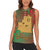 Mauritania Women Sleeveless Polo Shirt with Desert Camel Crescent Moon and Palm Tree Graphic in Red Green Gold Pattern