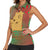 Mauritania Women Sleeveless Polo Shirt with Desert Camel Crescent Moon and Palm Tree Graphic in Red Green Gold Pattern