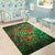 Mauritania Area Rug with Green Tie Dye Camel and Crescent Moon Flag Design