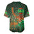 Mauritania Baseball Jersey with Green Tie Dye Camel and Crescent Moon Flag Design